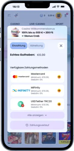 Casinolab Einzahlungsmethoden – Mastercard, MiFinity, Krypto